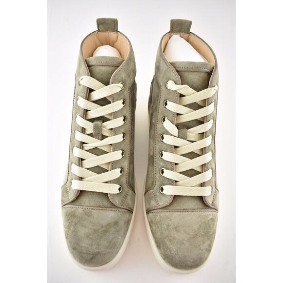 Christian Louboutin Mens Louis Orlato Flat Poivre Vert Suede High Sneaker 40 7 - Picture 6 of 12
